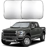 EcoNour 2-Piece Truck Sun Shade for Windshield, Truck Sun Protector Offers Sun Protection, Keeps You Cool, Foldable Automotive Interior Accessories for Comfortable Ride, Large (32.5 in x 36 in)