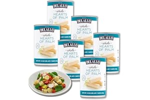 DeLallo Whole Hearts of Palm, All Natural, Harvested in South America, Low Fat and Low Calorie, Unique Canned Vegetable for Topping Salads and Snacking, Non-GMO, Kosher, Gluten-Free, 14.1 oz Can, (6 Pack)