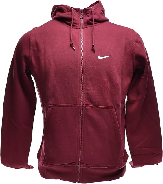 Amazon.com: Nike Classic Club Swoosh Fleece Hoodie Full Zip Men's Sweatshirt Burgundy 611456-677 