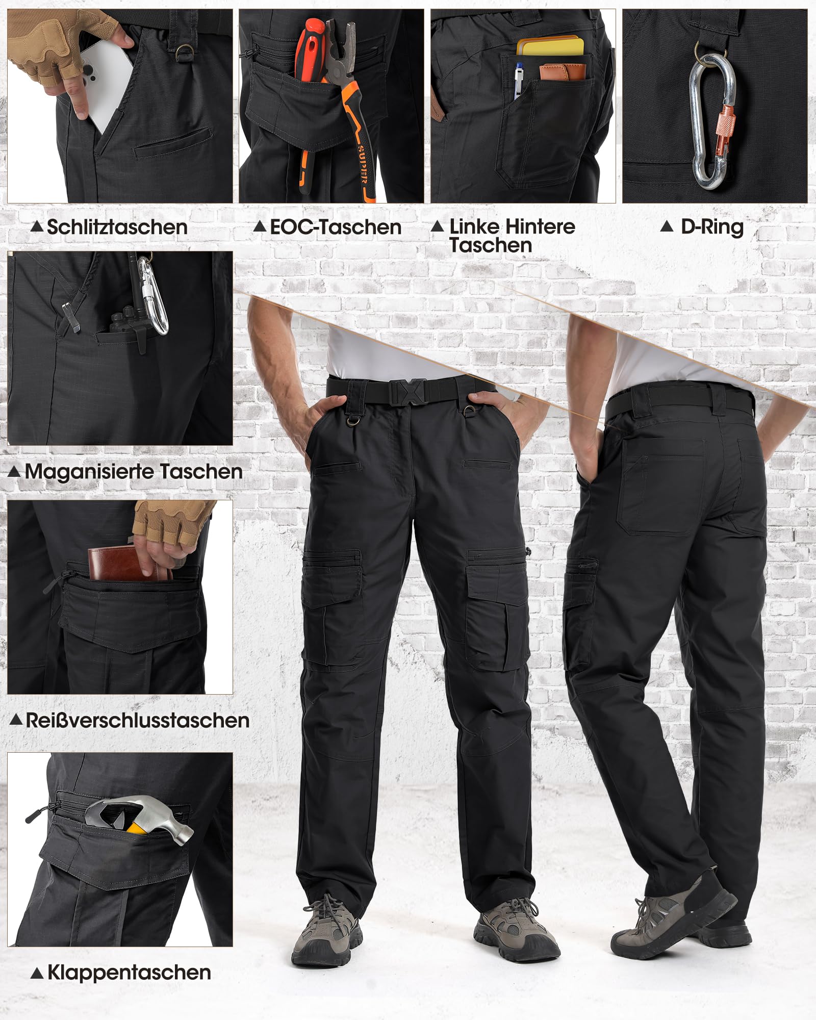 IGOLUMON Arbeitshosen Männer Cargohose Herren Stretch mit Vielen Taschen Outdoorhose Taktische Hose Herren mit Halbelastischer Bund 6