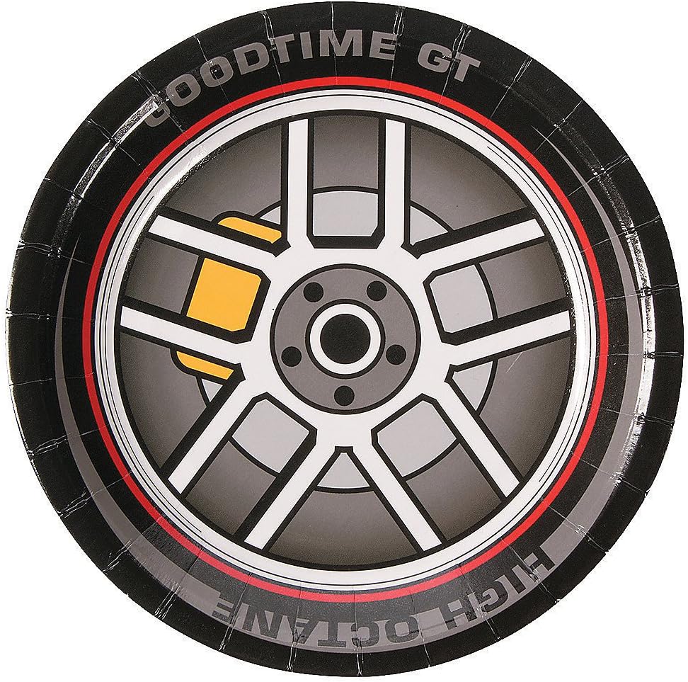 Fun Express - 1st Birthday Race Car Dessert Plate for Birthday - Party Supplies - Print Tableware - Print Plates & Bowls - Birthday - 8 Pieces