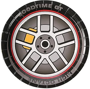 Fun Express - 1st Birthday Race Car Dessert Plate for Birthday - Party Supplies - Print Tableware - Print Plates & Bowls - Birthday - 8 Pieces