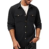 PJ PAUL JONES Men's Button Down Waffle Textured Shirt Casual Long Sleeve Wrinkle Free Untucked Shirts with Flap Pockets