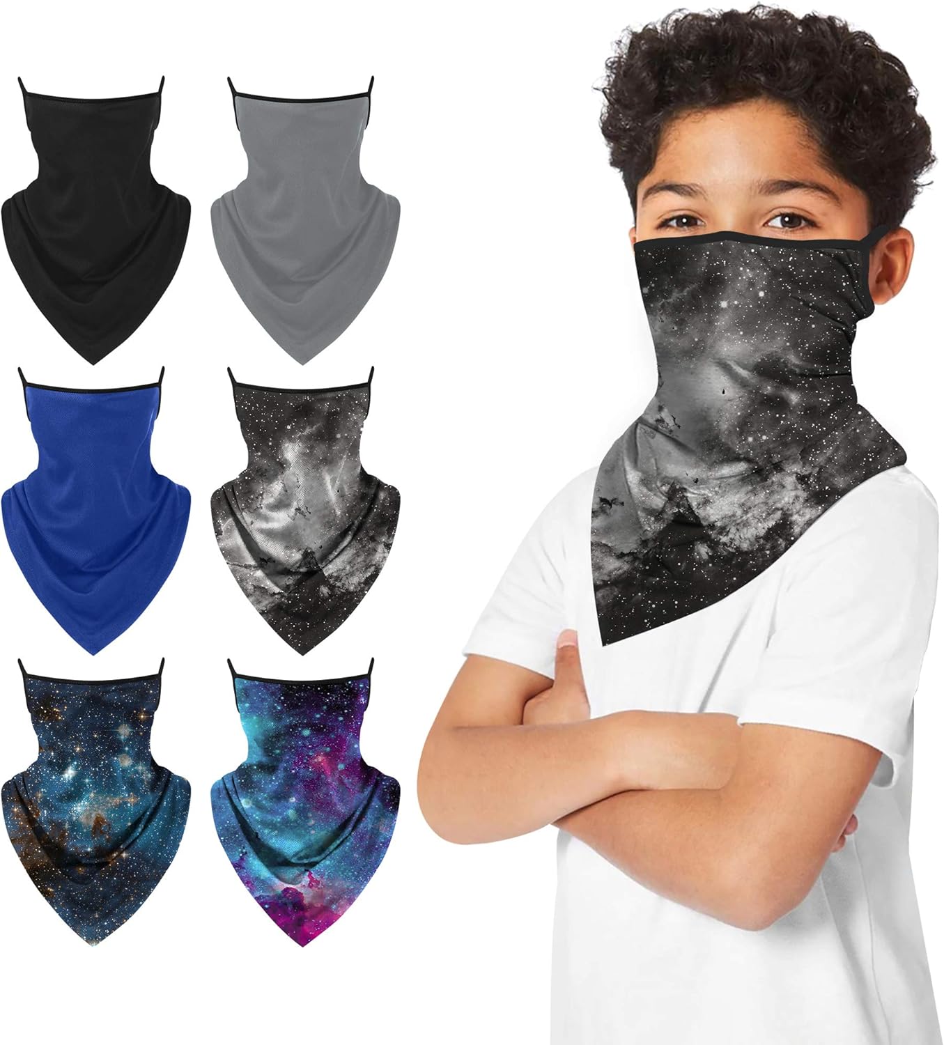 Kids Neck Gaiter Ear Loops Face Mask Triangle Covering Bandana Balaclava Scarf Reusable Sun Protection Sports Outdoor: Clothing