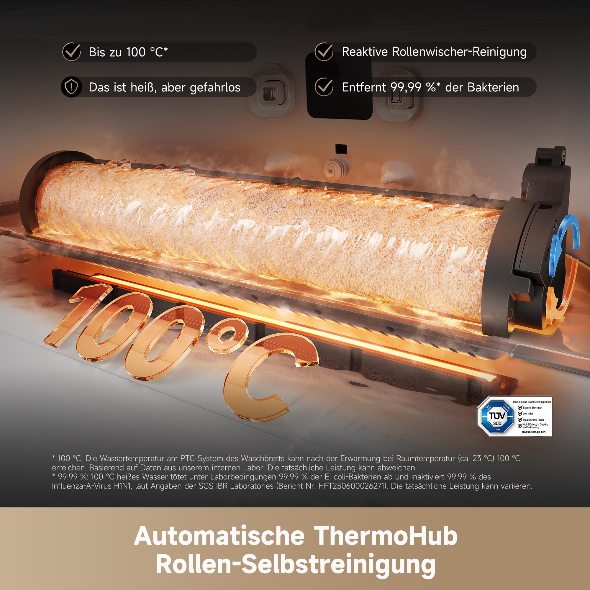 dreame Aqua10 Ultra Roller Complete Saugroboter mit Wischfunktion, 30.000Pa Saugkraft, 8 cm Hindernisfreiheit, Selbstreinigung der Rollen, automatisches Entleeren, intelligente Sprachsteuerung