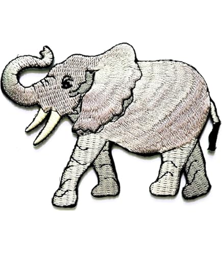 Patch Elefante Ricamato | Stemma Da Stirare O Cucire | Applique In Tessuto | 12,8 X 5,8 Cm | Decorazione Per Abbigliamento E Borse