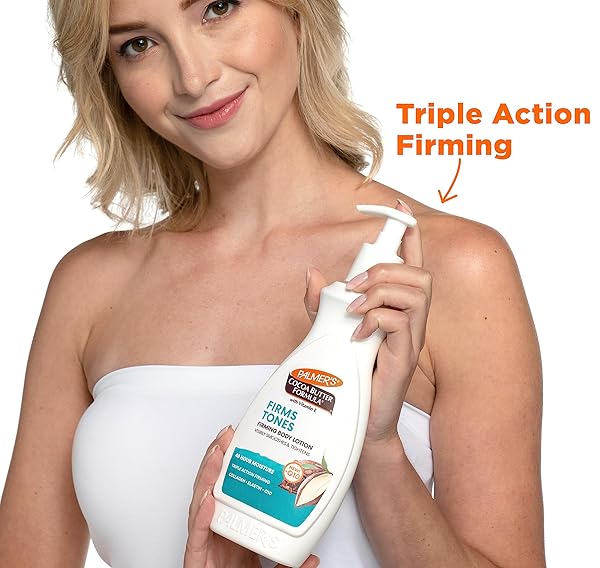 PALMER’S COCOA BUTTER FORMULA SKIN FIRMING BODY LOTION, TONING & TIGHTENING CREAM WITH Q10, COLLAGEN & ELASTIN, PUMP BOTTLE, 13.5 OZ.