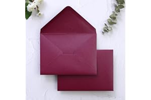 PONATIA 50 Pack A1 Envelopes, 3 5/8 x 5 1/8 Inches Burgundy Envelopes Perfect for Weddings Cards, RSVP Cards, Christmas Gift Cards Envelopes, Baby Showers, Thank You Notes, and any 3.5x5" inserts