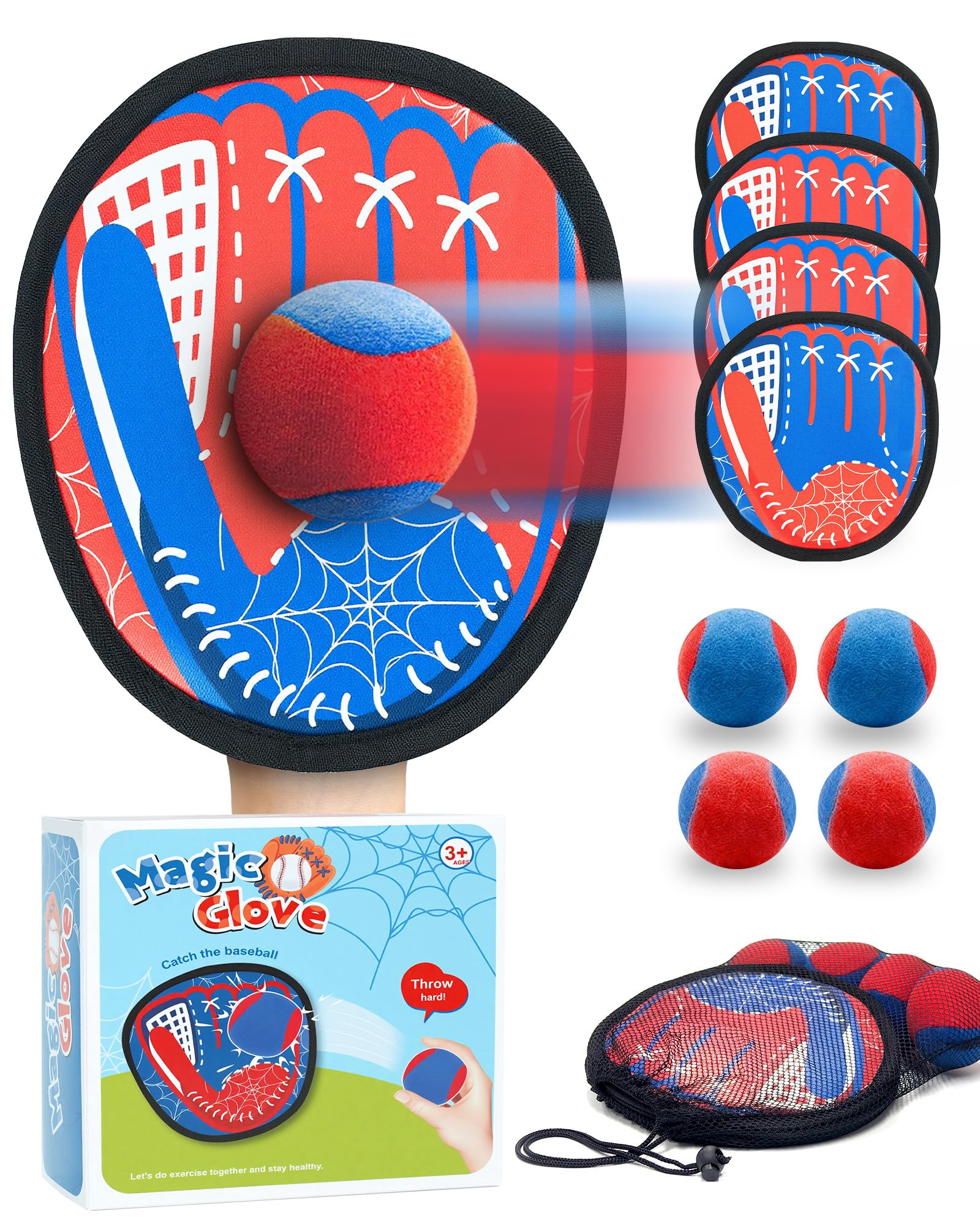 Toss and Catch Ball Game Set, Toddler Baseball Glove for Beach Pool Yard, Kids Sports & Outdoor Play Toys with Family, Fun Birthday Gift for Ages 3 4 5 6 7 8-12 Year Old Boys Girls