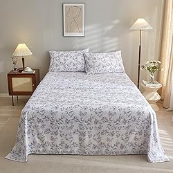 VClife White Floral Sheets Soft Microfiber