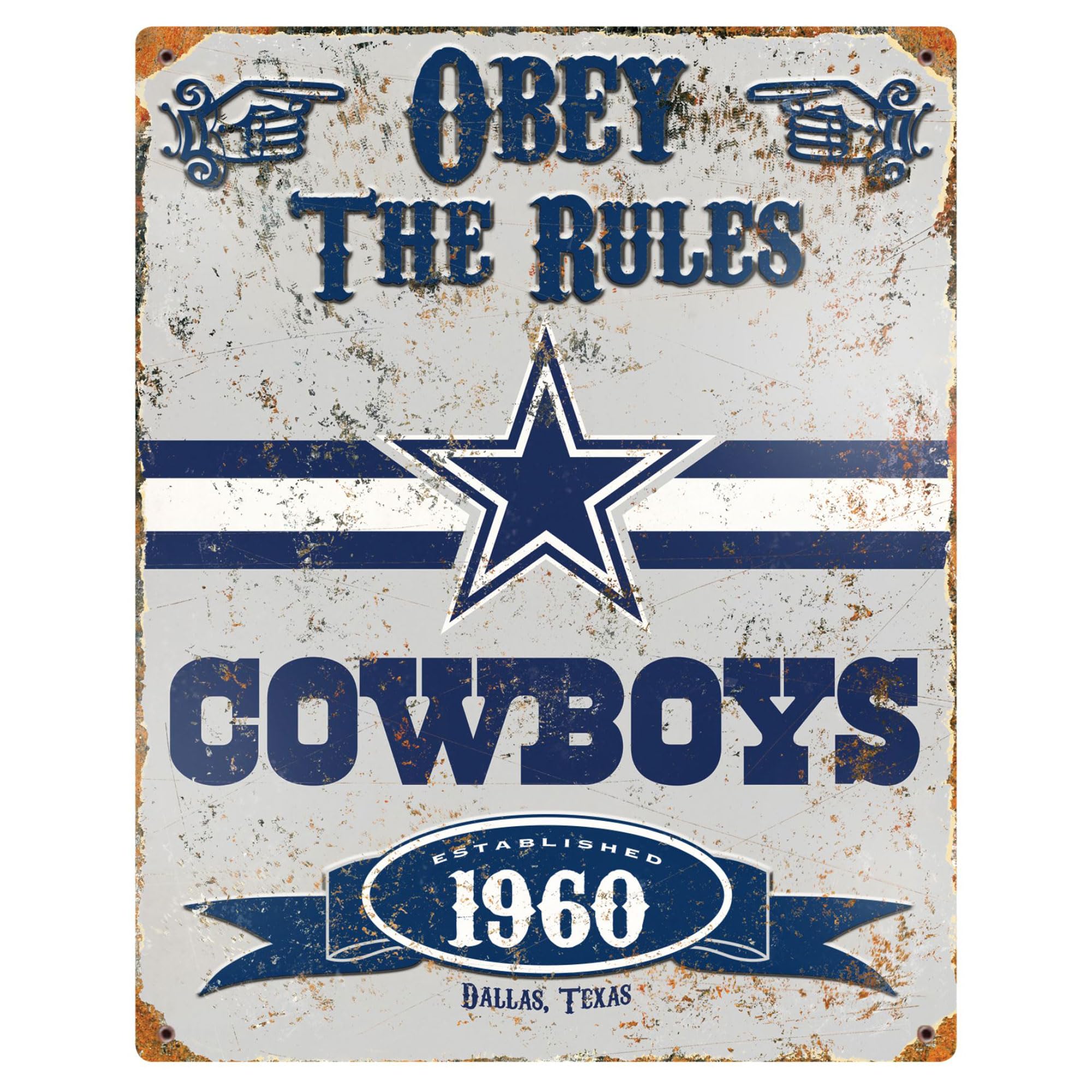 Party Animal NFL Embossed Metal Vintage Dallas Cowboys Sign