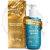 MAREE Hair Oil for Frizzy Hair with Argan Oil, Keratin &amp; Biotin &ndash; Hair Serum for Dry and Curly Hair Gloss &ndash; Frizz Control Hair Care Products for Women &ndash; Aceite Para el Cabello &ndash; 50 ml