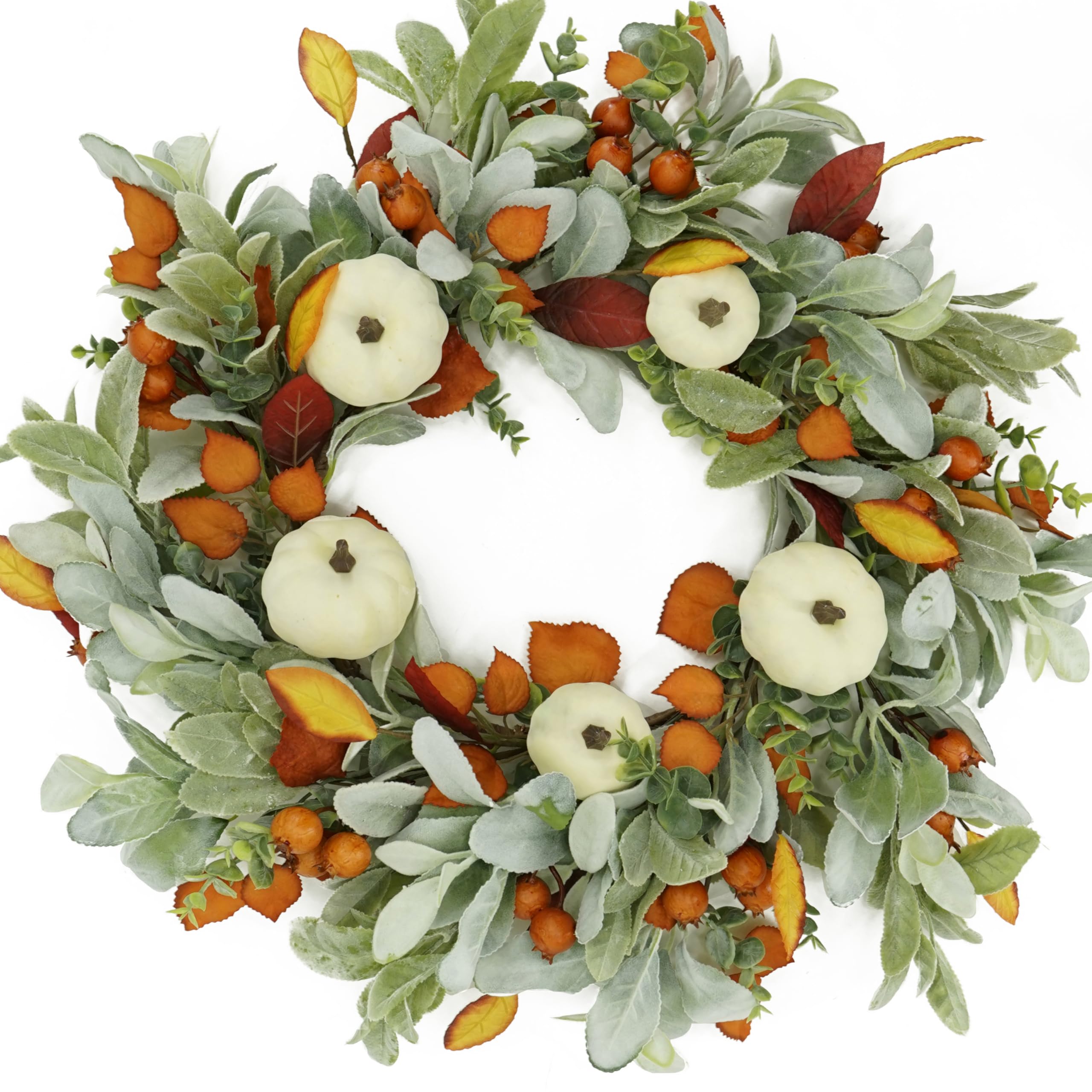 AMF0RESJ Artificial Fall Wreaths for Front Door Autumn Pumpkin Wreath ...