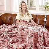 Heated Blanket Heated Throw, Electric Blanket 50"x60" Heating Blanket with 8 Hours Auto Off 10 Fast Heating Levels Machine Washable Sherpa Heated Blanket with Overheating Protection