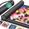 Join&Joy Jigsaw Puzzle Mat Roll Up, Rubber Saver Pad 46" x 26 ", with 4 Sorting Trays & Travel Storage Bag, Portable Rollup Puzzles Keeper, Up to 1500 Pieces