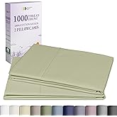 California Design Den King Pillow Cases Set of 2-1000 Thread Count Sateen, Soft and Thick 100% Cotton King Pillow Covers, Durable - Sage Green
