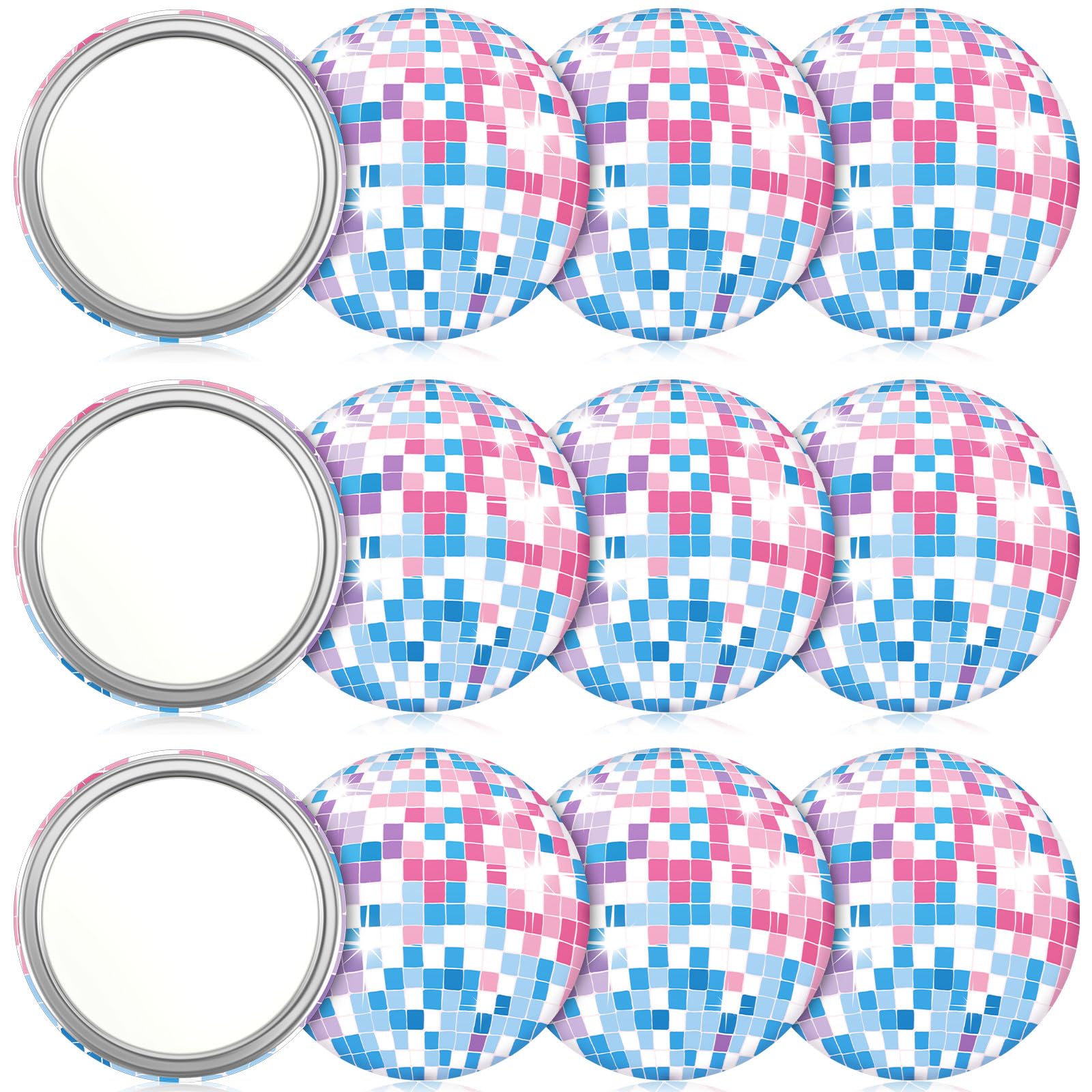 Photo 1 of Qunclay 12 Pcs Disco Ball Compact Mirror 2.76 Inch Vintage Round Pocket Mirror Makeup Mini Mirror Handheld Portable Mirror for Purse, Women Gift Disco Party Supply Travel Daily (Multicolor)