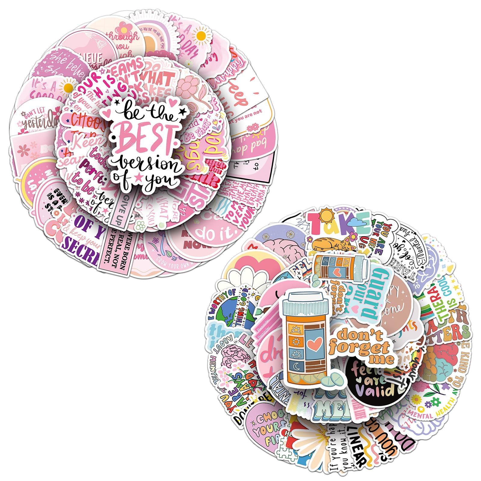 Motivational Stickers 100 PCS, Inspirational Quote Book Stickers,Waterproof Mental Health Motivational Stickers for Journal, Laptop, Water Bottle, Positive Gifts for Teens, Adults, Teachers (Style 2)