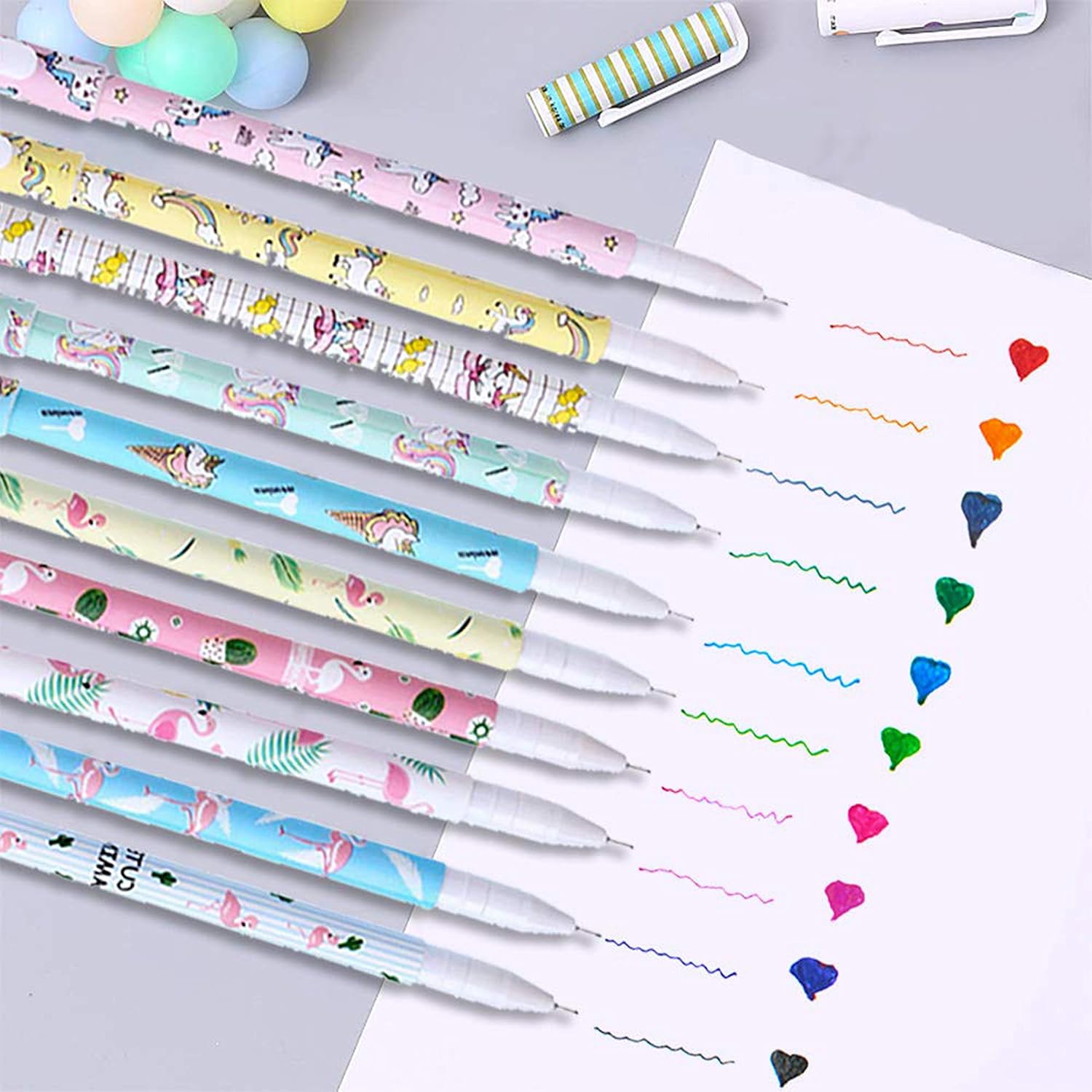 Trousses Bagages 1 Trousse Et 1 Carnet A Motifs Licorne Ideal En Cadeau D Anniversaire Pour Fille Vert Smilestar Ensemble De 10 Stylos A Bille