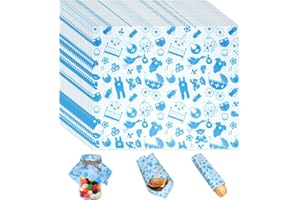 100 Sheets Baby Shower Wax Paper for Food ROOKEA Blue Deli Paper Wrap Sheet Sandwich Candy Cookies Wraps Waterproof Oil-proof Picnic Basket Liners for Baking Kitchen Home Baby Shower Party Supplies