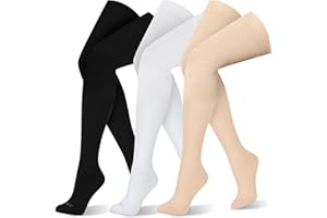 LEVSOX Thigh High Compression Socks for Women and Men 20-30 mmHg Over the Knee Compression Stockings, Close Toe, 3 Pair