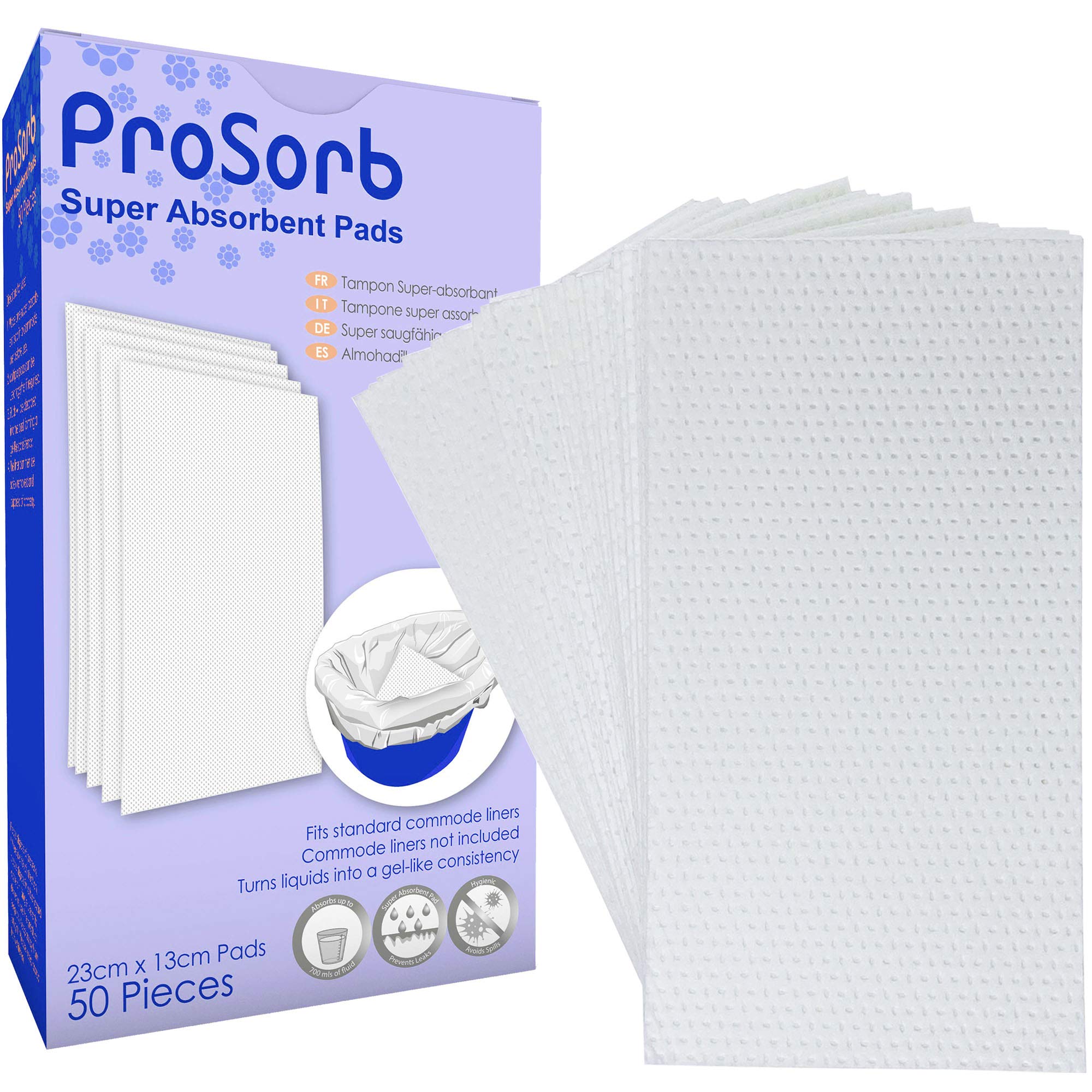 Prosorb Super Absorbent Pads for Bedside Commode Liners Pack of 50