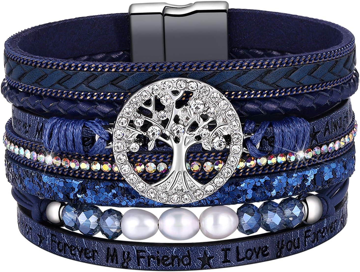 DESIMTION Womens Boho Wrap Leather Multilayer Wide Heart Bracelets Jewelry for Women Teen Girl Boy