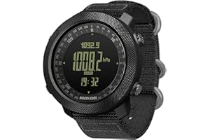 North Edge Apache Tactical Sports Watches for Men Outdoor Survival Military Compass Rock Solid Digital Watches with Durable Band, Steps Tracker Pedometer Calories (Black)