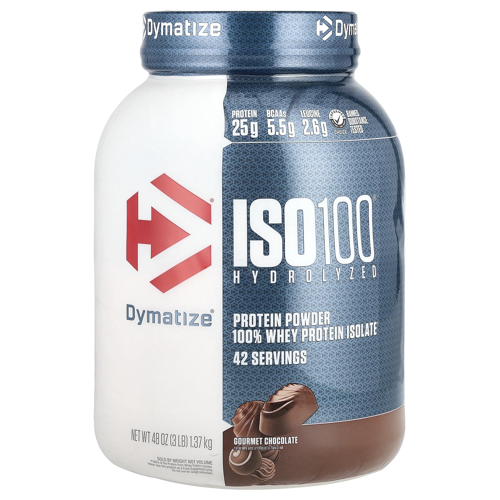 View 1 of Dymatize ISO100 Hydrolyzed, 100% Whey Protein Isolate, Gourmet Chocolate, 3 lb (1.37 kg) EXP: 07/26