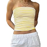 Cioatin Women Strapless Striped Bandeau Tube Tops Y2K Aesthetic Sleeveless Backless Crop Tank Going Out Summer Girls