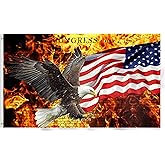 American USA 4th of July Eagle Patriotic Vintage Flag Banner 3x5 Ft,US American Veterans Day Memorial Day Holiday Party Supplies Hanging Canvas Header Polyester Outdoor Decor with Brass Grommets