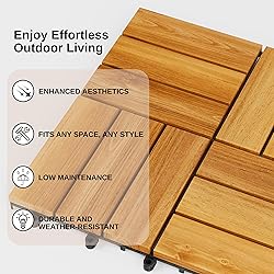 9 PCS Interlocking Deck Tiles 12" x 12"- Acacia