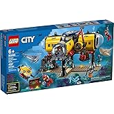 LEGO City Ocean Exploration Base Playset 60265, with Submarine, Underwater Drone, Diver, Sub Pilot, Scientist and 2 Diver Minifigures, Plus Stingray and Hammerhead Shark Figures (497 Pieces)