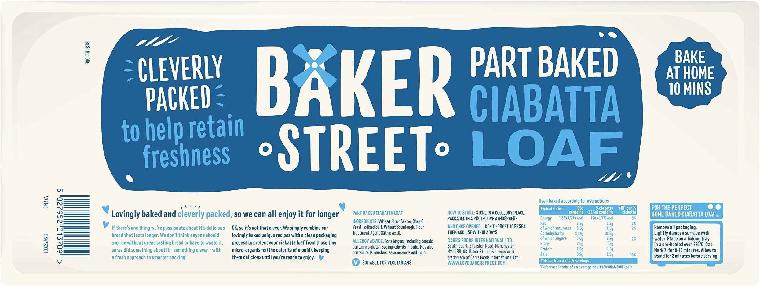 Baker Street Ciabatta Loaf, 270 g