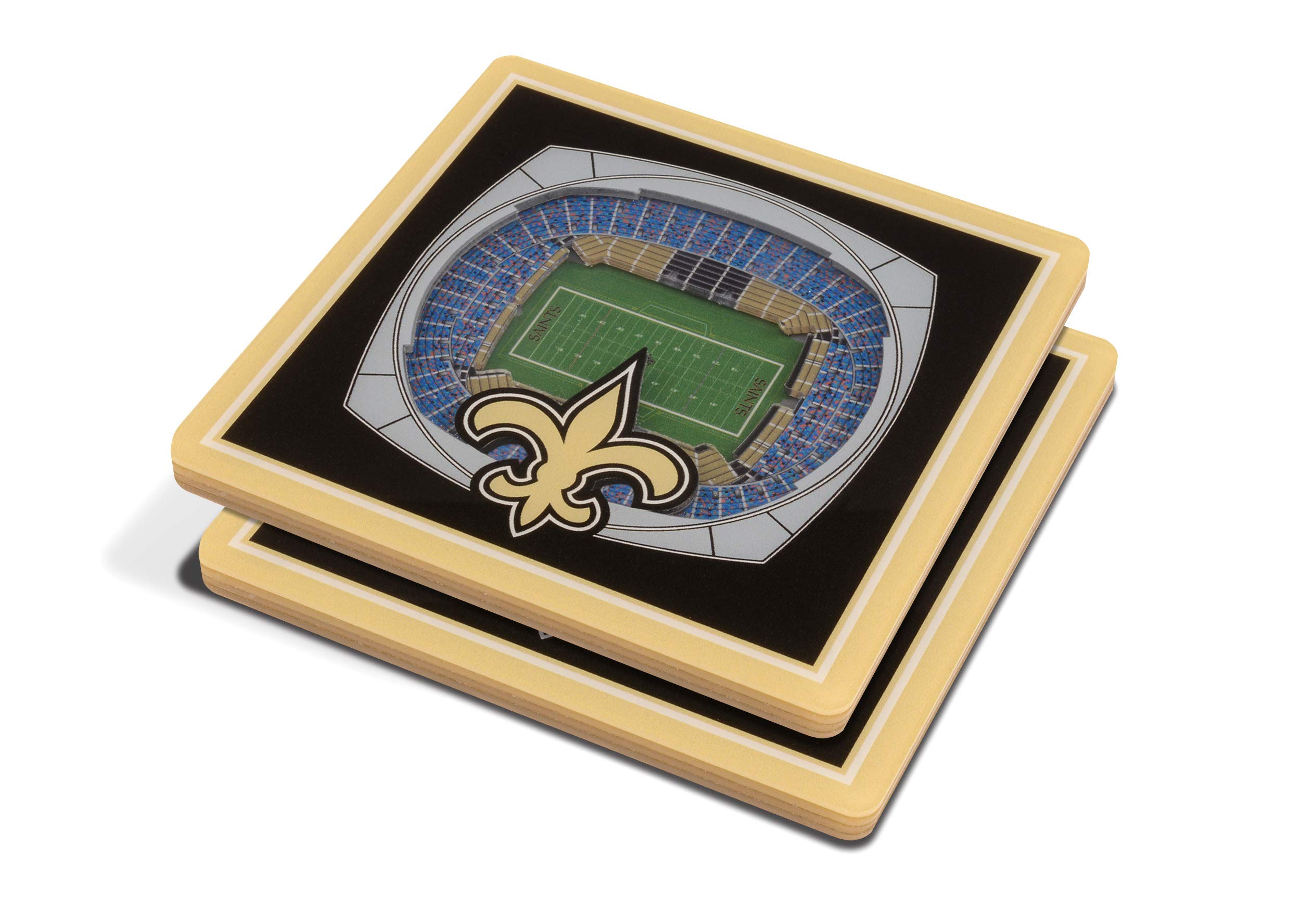 NFL New Orleans Saints Unisex YouTheFanNFL 3D StadiumView Coaster, Team Color, 4" x 4" x .3125"