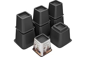 TOMGEAR Bed Risers 9 Inch, Heavy Duty Bed Lifts in Heights of 4, 5 or 9 Inches, Stackable Risers for Sofa, Couch, Chair, Desk, Sofa, Table Legs Extenders (Set of 8, Black)