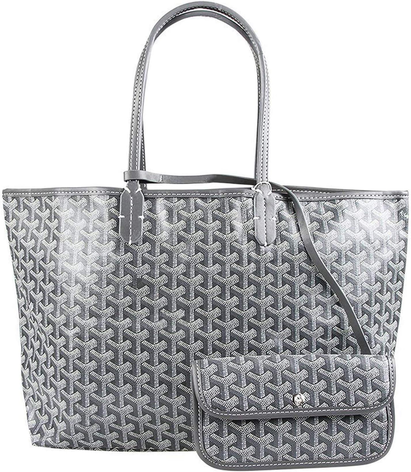 Stylesty Fashion Shopping PU Tote Bag, Designer Shoulder Handbags with Key Ring Grey Size: Medium