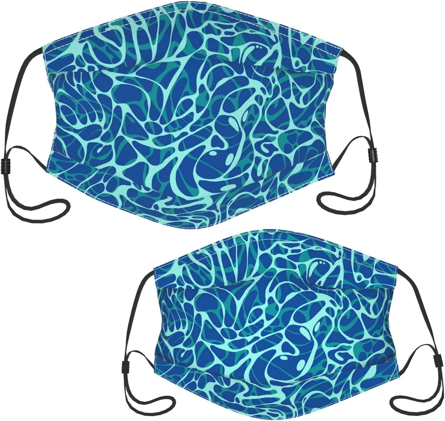 2Pack Reusable Face Mask for Adults & Kids Blue Swimming