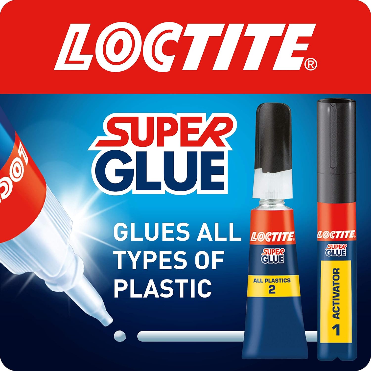 Loctite Super Glue All Plastics, Ideal for Bonding All Plastics Fast and Strong Adhesive, 4ml+2g, Transparent, 1x2g + 4ml