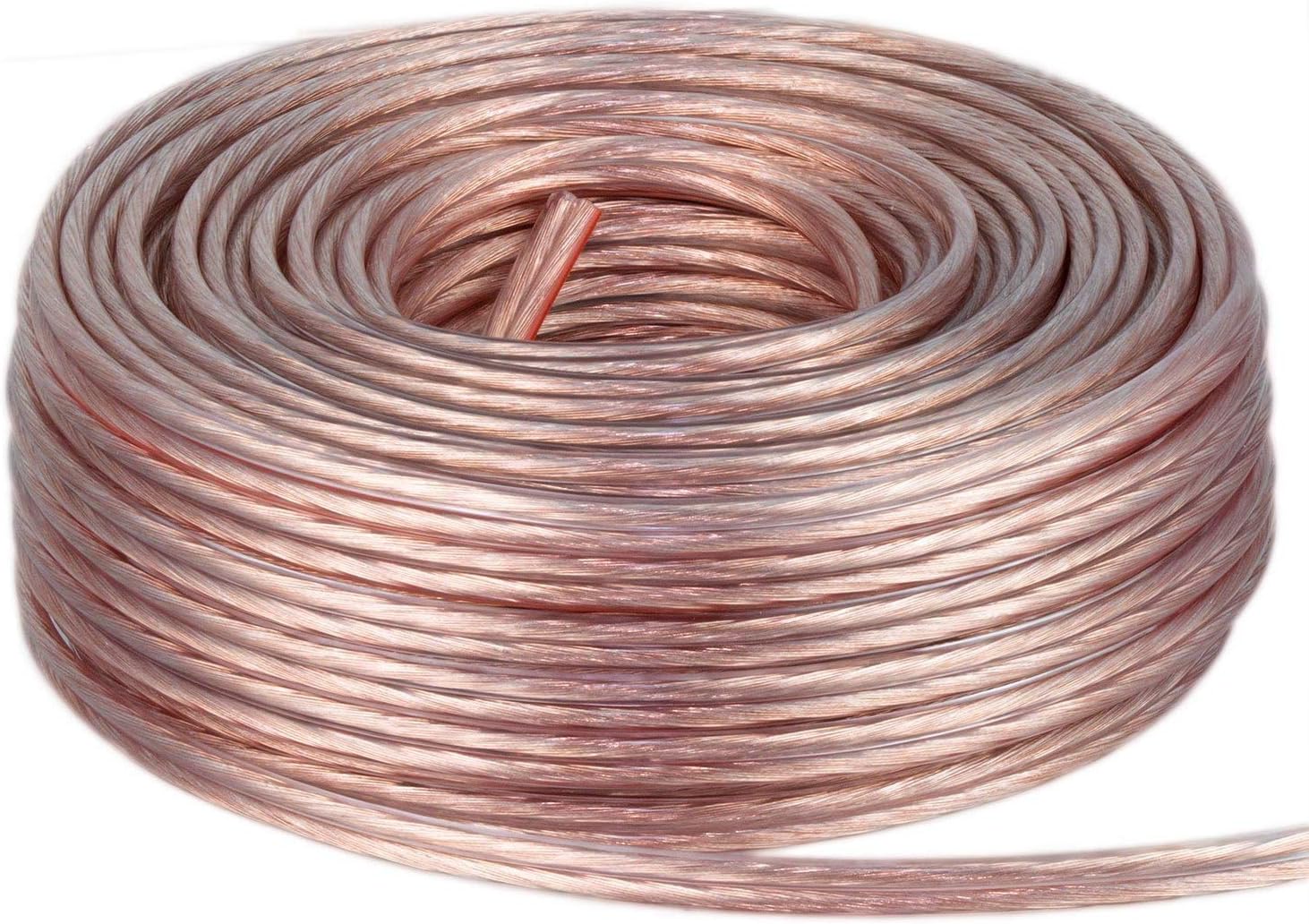 DCSk Transparent Speaker Cable - German Made - Pure Copper Speaker Wire for HiFi or Car Audio - AWG 14 Role - Speaker Cable 50m - 2 x 2.5mm²