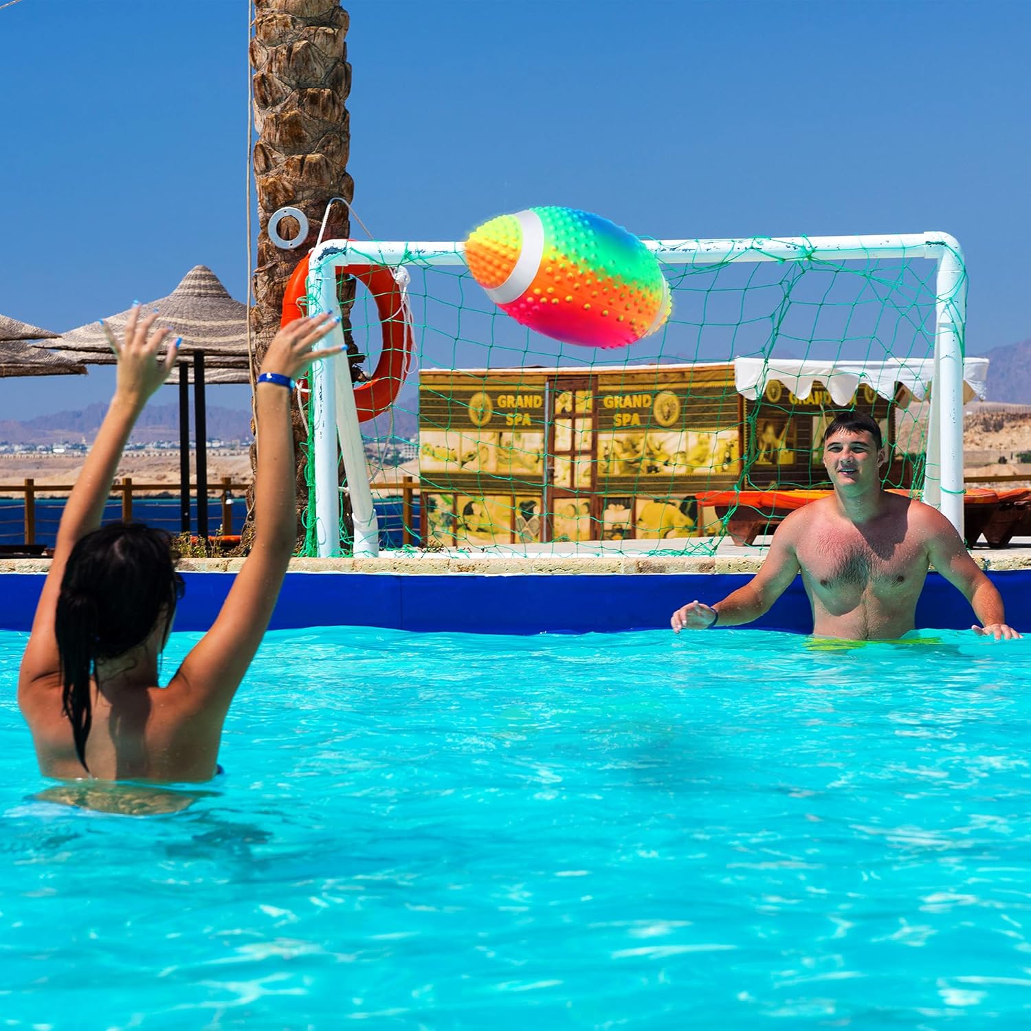 Hiboom Swimming Pool Football, Underwater Waterproof Toy Football for Under Water Passing, Dribbling, Play Diving Ball Games for Teens, Adults, Fills with Water or Air: Pet Supplies