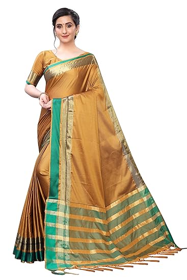 Womens Cotton Silk Saree With Blouse Piece(Hanshika) (Mustard)