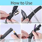 Josnown Cable Tidy Sleeve 3m Black 12-20mm Diameter Wire Management Tube for PC view 6