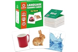 ALSOLIFE 50 First Words Flash Cards for Baby with Fun Videos| Extra Thick Speech Therapy Cards Nouns for Kids Speech Delays| 