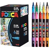 posca Paint Markers, 3M Fine Point Acrylic Paint Pens with Reversible Tips, Art Supplies For Gifts, Decorations Fabric, Metal, Glass, Wood and Canvas, Set of 15