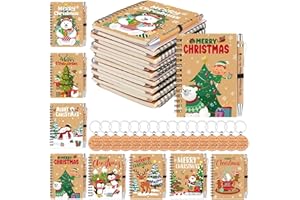 48 PCS Christmas Notebooks with Bamboo Pens and Keychain Gifts Christmas Gifts for Coworkers Employee Staff Team Teacher Offi