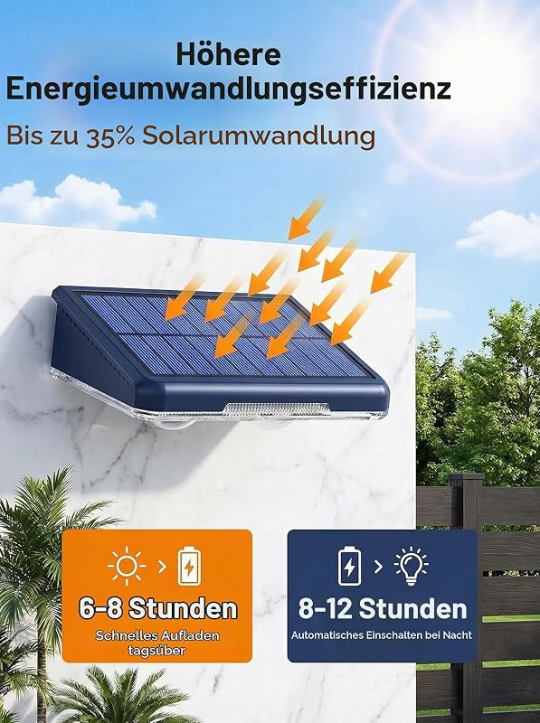 Solarlampen für Außen, 4 Stück Solar Wandleuchte Aussen,3 Leuchtmodi IP65 Wasserdicht, Solar Decklichter für Aussen Garten Treppen, Zaun, Hof, Garten, Terrasse, Weg
