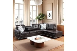 Trygoal Modular L-Shaped Sectional Sofa, Modern Couches with Movable Chaise, Convertible 4-Seater Couch for Bedroom, Apartment & Office, Brown