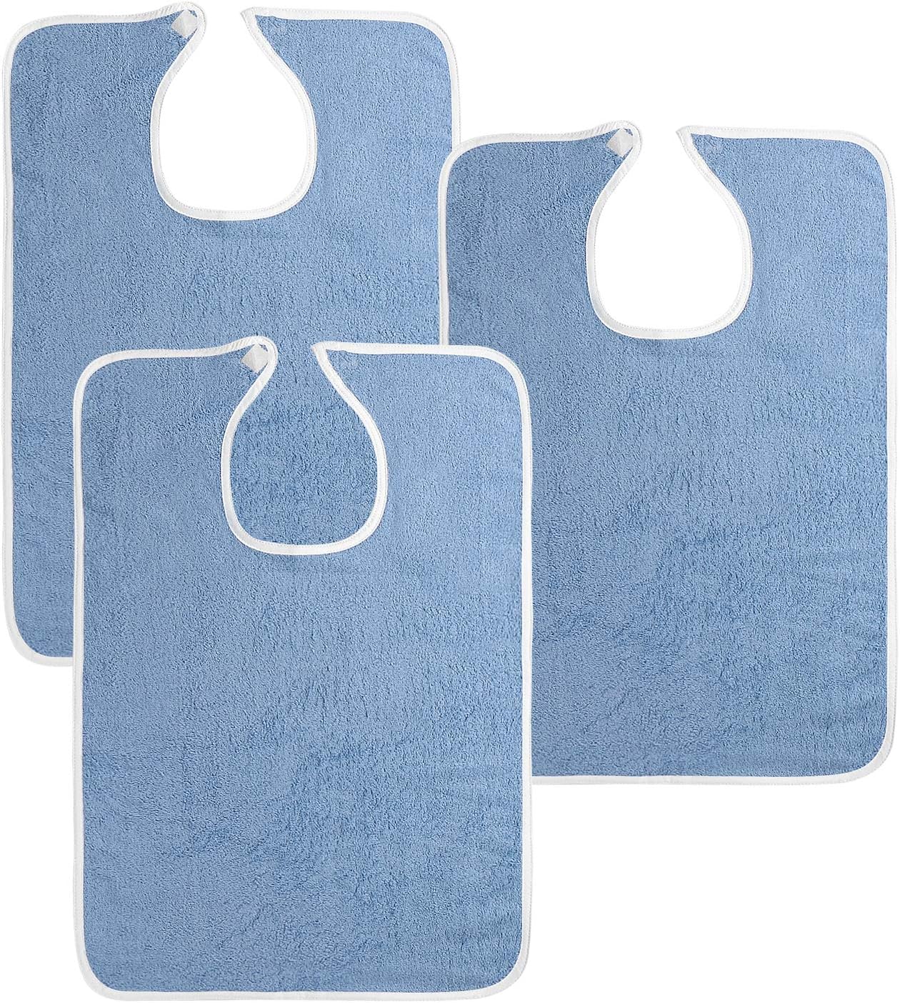 Utopia Towels 3 Pack Premium Quality Adult Bibs (Terry Cloth), Blue, 100% Soft Cotton Reusable and Washable Bibs: Health & Personal Care
