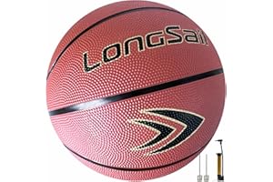 Longsail Full Size Basketball Rubber- Leather,Indoor-Outdoor-Pool,with Pump(Deflated)